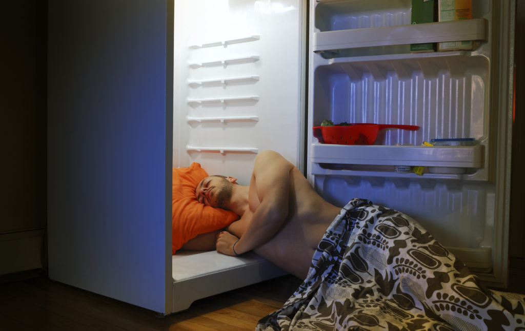 avoiding AC cost and sleeping in the fridge
